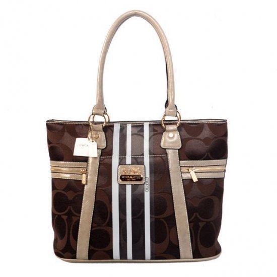 Coach Zip In Signature Medium Coffee Totes BFH Coach Zip In Signature Medium Coffee Totes BFH